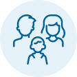 Family figures representing adoption and childcare support